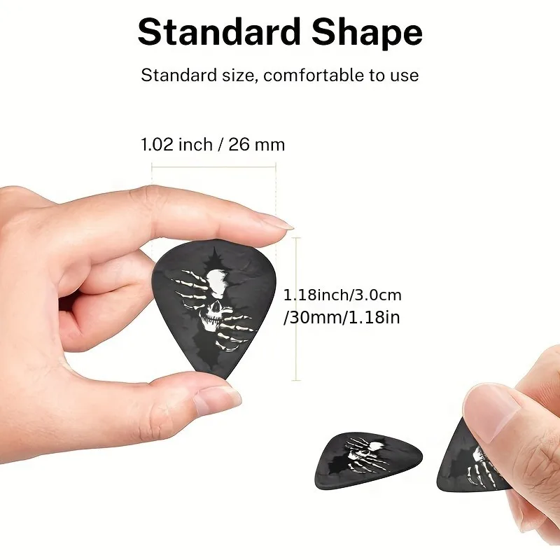 Guitar Picks 6 Pcs Original Sound Guitar Picks Double-Sided Printed Ukulele Guitar Finger Shrapnel Keychain Holster Gift For Music Lovers