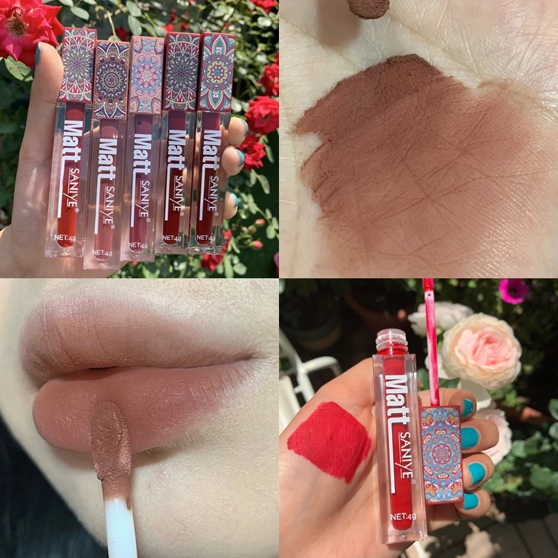 

Velvet Matte Lip Gloss Nude Brown Pink Liquid Lipstick Waterproof Long Lasting Moisturizing Color Rendering Lip Makeup Cosmetics