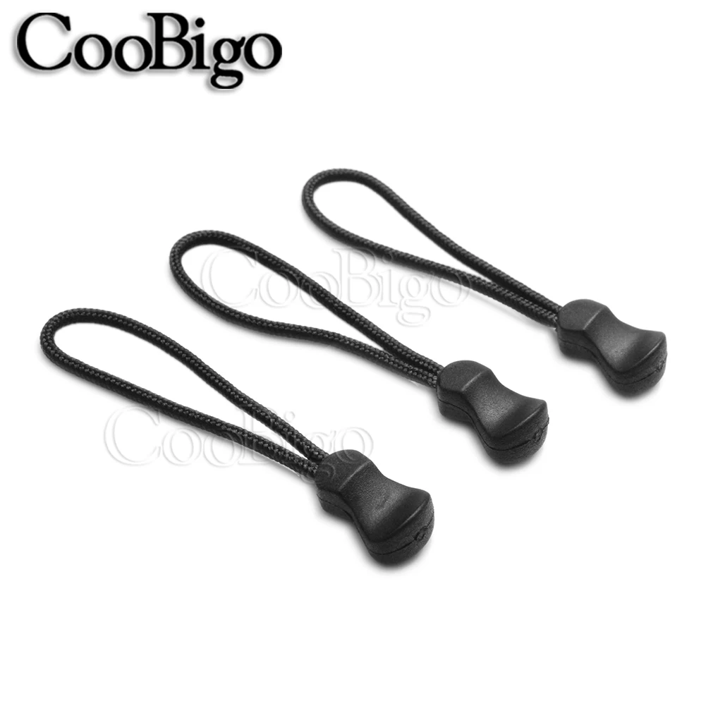 10pcs Zipper Pull Cord End Strap Lariat Replacement for Apparel Backpack Bag Sportswear Luggage Sewing Accessories Plastic