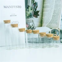 10ml/15ml/20ml/25ml/30ml/40ml/50ml/60ml/80ml/100ml/110ml Small Glass Test Tube with Cork Stopper Bottles Jars Vials 24 Pieces 2