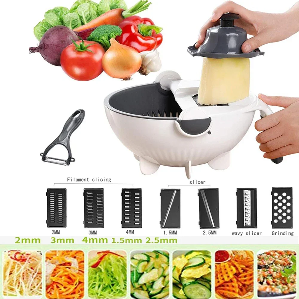 Multifunctional Vegetable Cutter Grater 9 In 1 Quick Slicing Shredding Potato Peeler Cutter Carrot Onion Grater Shredder Chopper