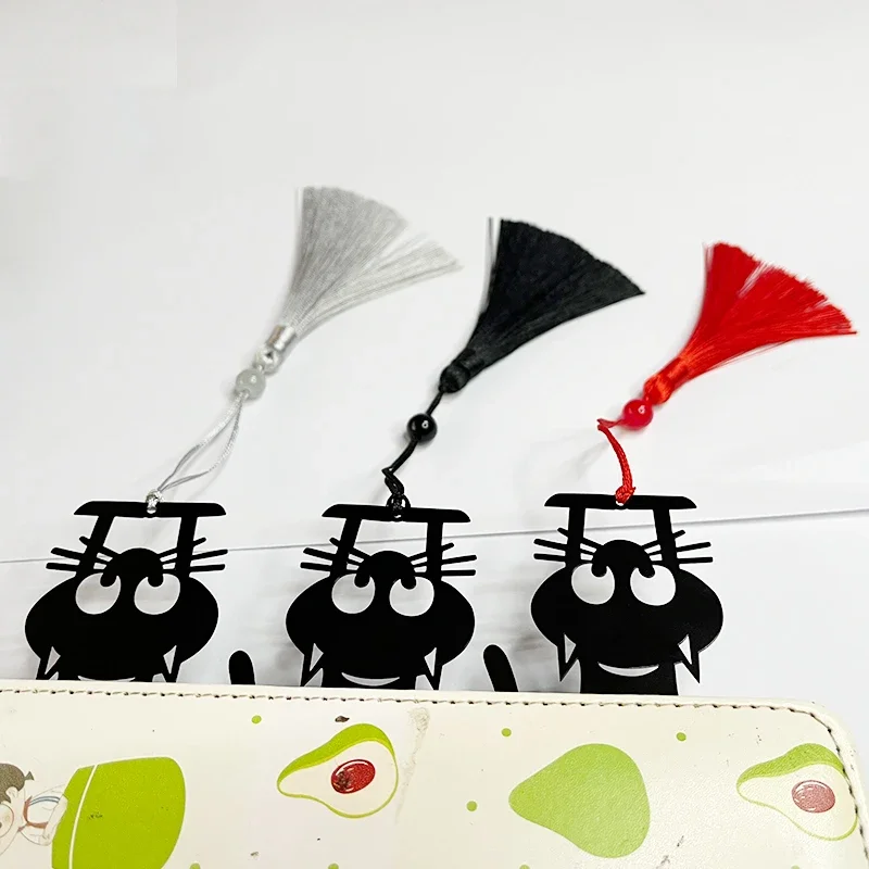 Metal 3D Hollow Black Cat Bookmark for Books 3D Hollow Black Cat Bookmark for Kids Student Teachers Gift School Office Stationery