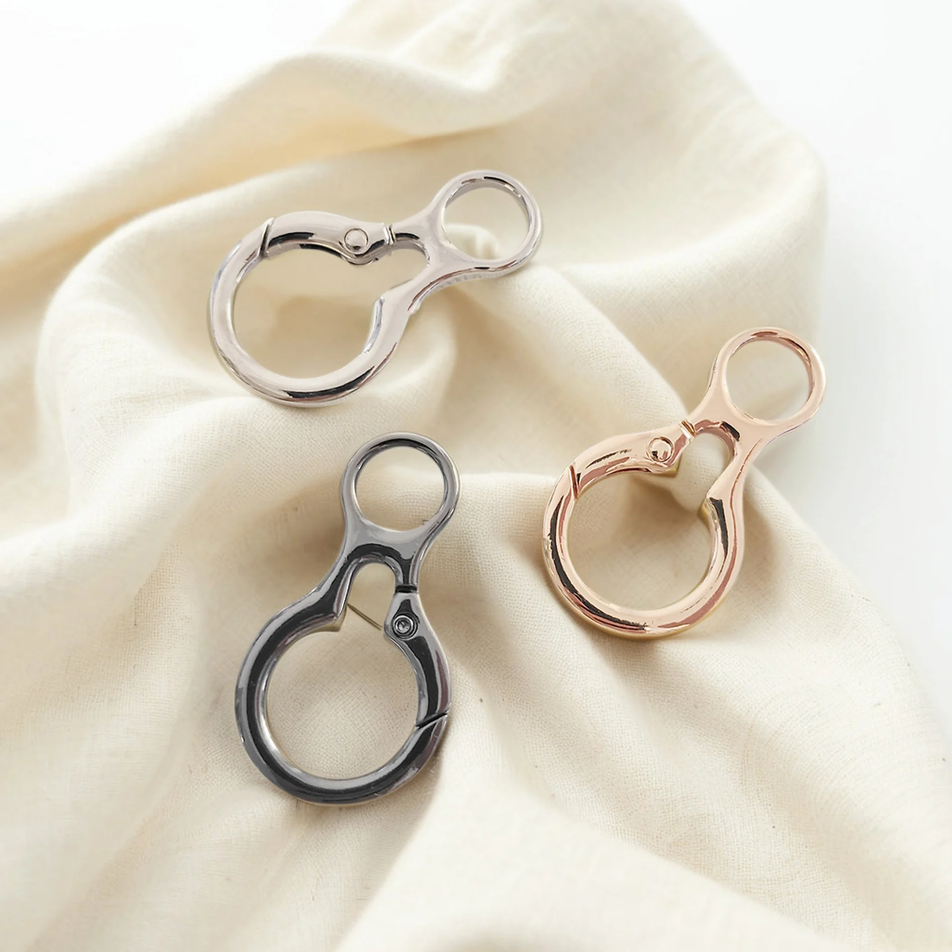 5pcs Spring Round O Ring Snap Hook, Metal Purse Handbag Hardware Bag Clip Spring Keychain