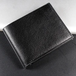 Premium Men's Black Leather Wallet - Short and Stylish Portefeuille Homme (Black)