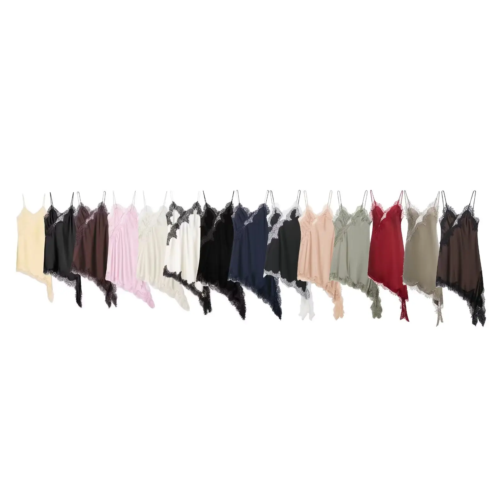 Satin Sexy Lace Spliced Short Sling Dress Women Sleeveless Backless Asymmetric Sexy Party Dresses 2025 Summer Lady Dress ﻿