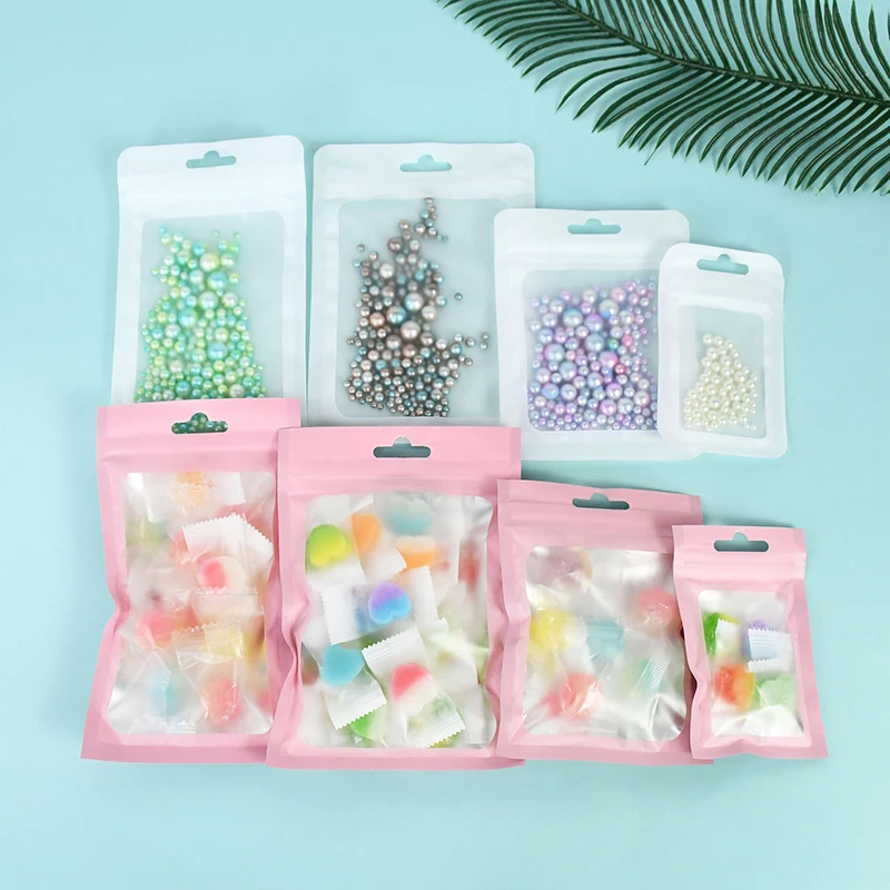 50Pcs Matte Zip lock Plastic Bag Aluminum Foil Hologram Food Pouch Small Water Proof Zipper Reclosable Pouches Gift Packaging