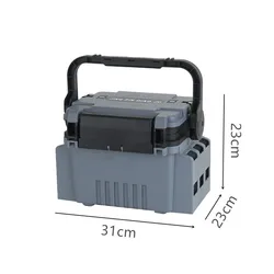 Multifunctional Portable Fishing Box with Rod Holder and Accessories (Grey)