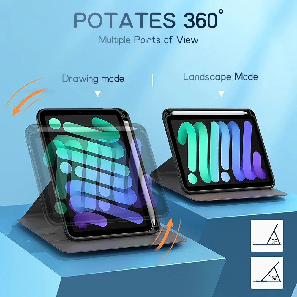 Shockproof Rotating iPad Case with Pencil Holder