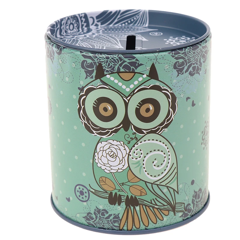 Vintage Eulen-Spardose aus Blech, ideal als Geschenk für Kinder, zur Dekoration oder als Geschenkidee für Zuhause – Kawaii_voghion.com