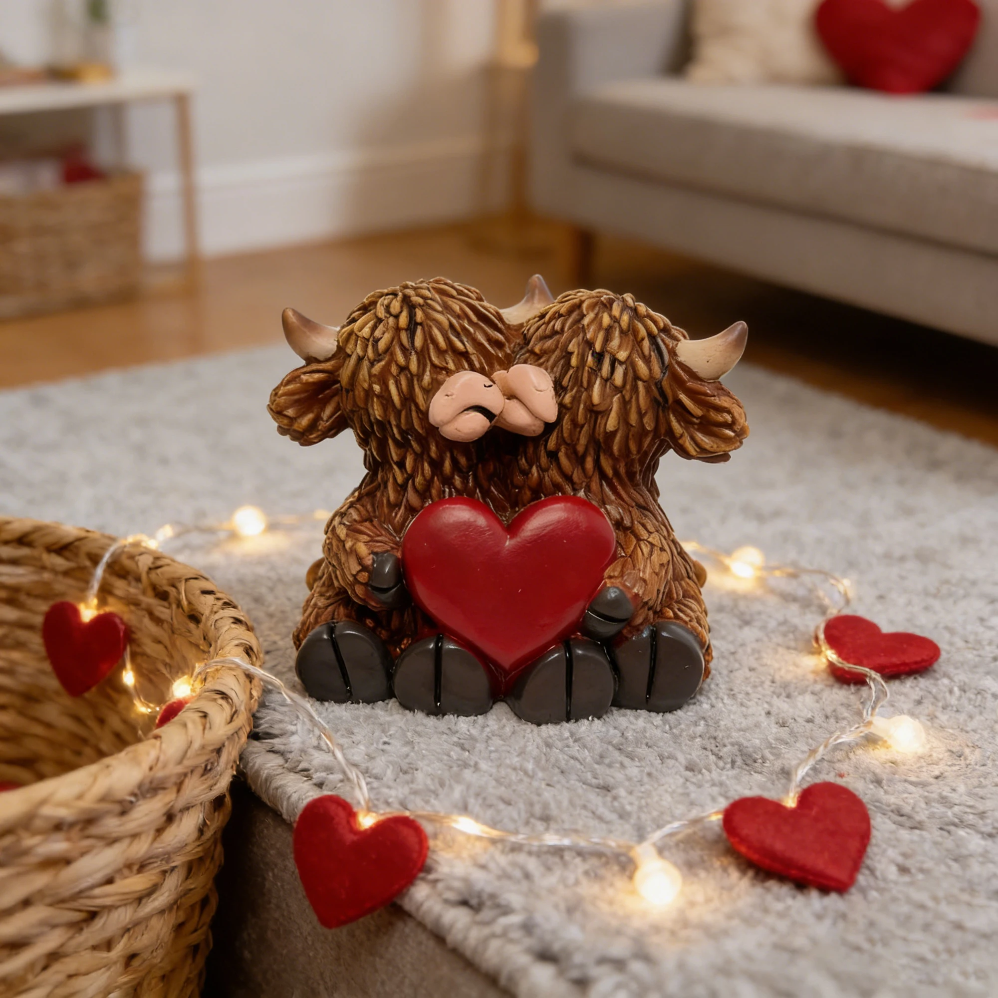 Handcrafted Highland Cow Sculpture Resin Adorable Highland Cattle Statue for Indoor Outdoor Decor and Gifts