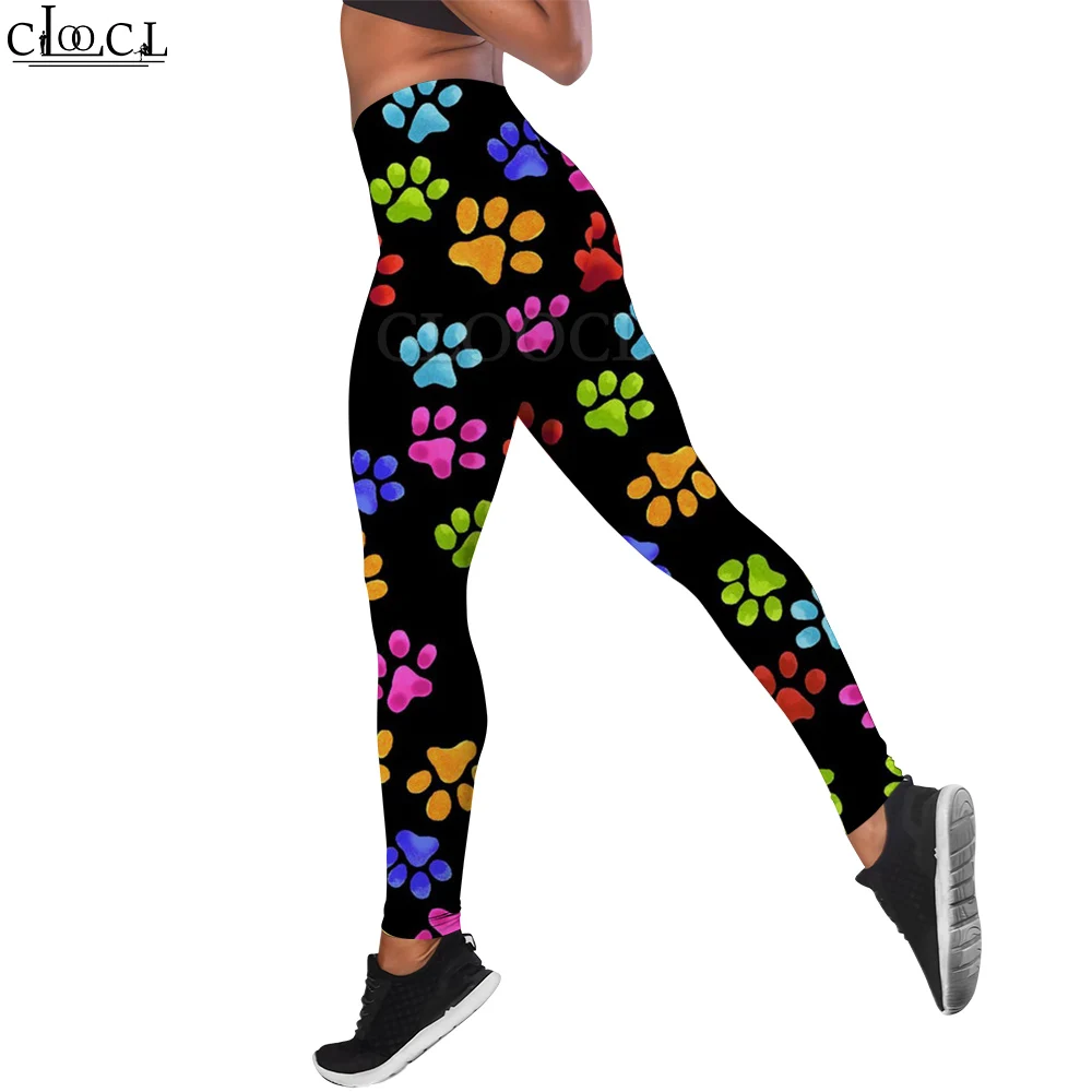 CLOOCL Paw Print Leggings Women Fitness Trousers Tight Sweat Pants