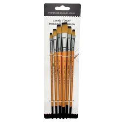 Premium 6-Piece Artist Paintbrush Set for Versatile Painting Needs (6pcsOrangeFlat)