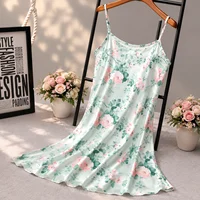 Nuisette en satin imprimé cerises sexy pour femme, mini-robe d'été à fines bretelles, vêtement de nuit doux, lingerie, robe de chambre, tenue décontractée 4