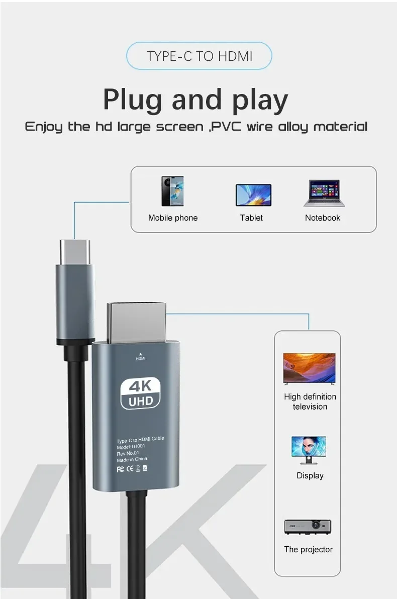 4K 60Hz USB-C to HDMI Converter Cable