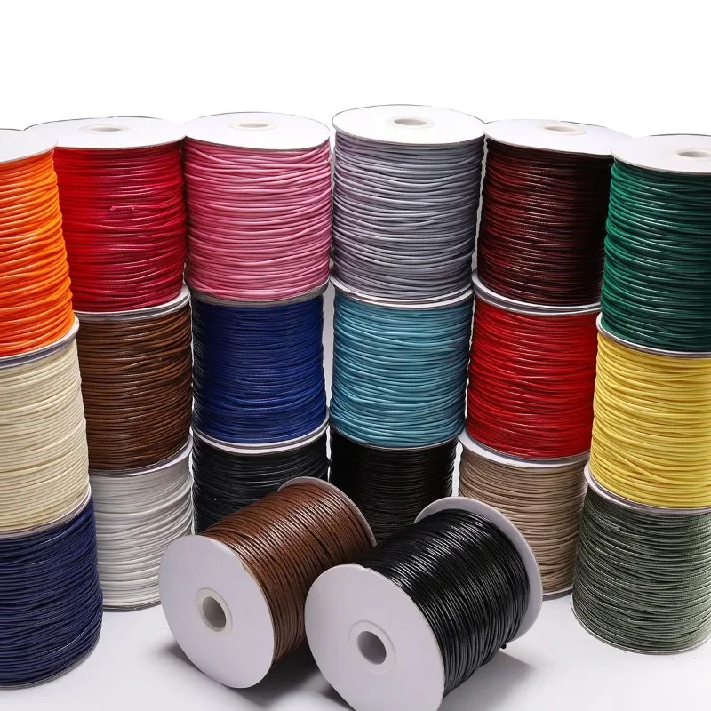 1 Roll 0.5mm 1mm 1.5mm 2mm Environmental Korean Waxed Polyester Cord Beading Thread Braided Rope String Jewelry Findings waxed cord
