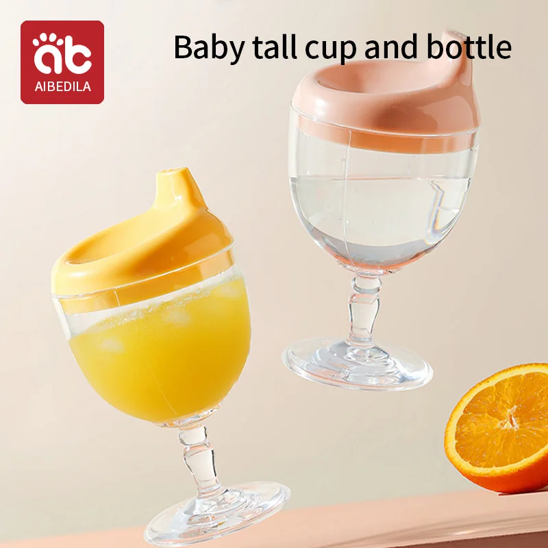 

AIBEDILA Baby Learning Drinking Bottle Cups Wine Glass Shaped Sippy Cup with Lid Kids Toldder Nursing Bottle Infant Feeding Cups