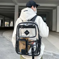 Clear Backpack for School Heavy Duty PVC Transparent Bookbag School Bag for Girls Teens Stadium Approved See Through Backpack 2