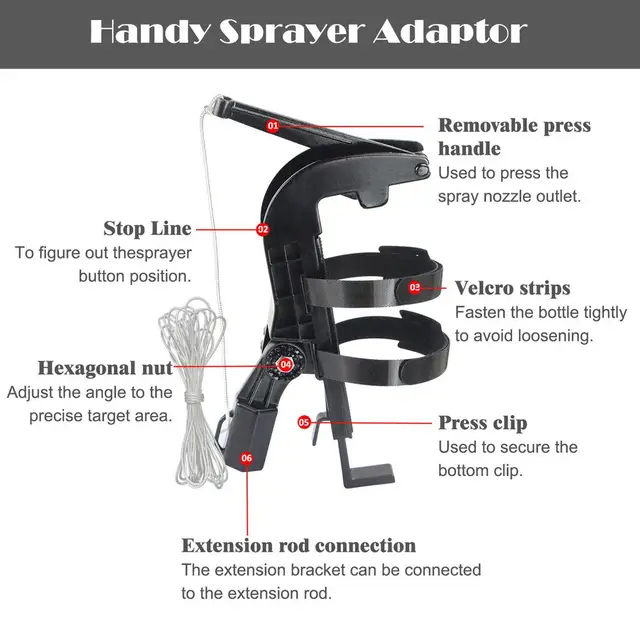 thumbnail image 2 of Spray Can Extension Pole Adaptor, Adjustment Spray Holder Adapter 2 of 12