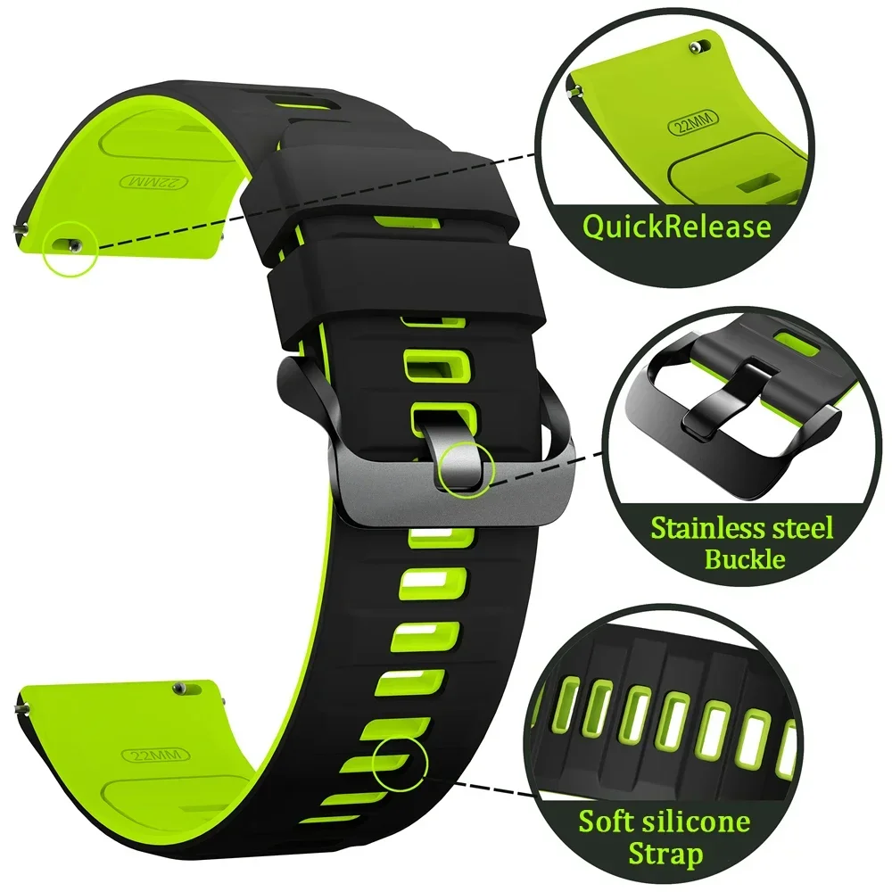 22mm Silicone Breathable Sports Watch Strap