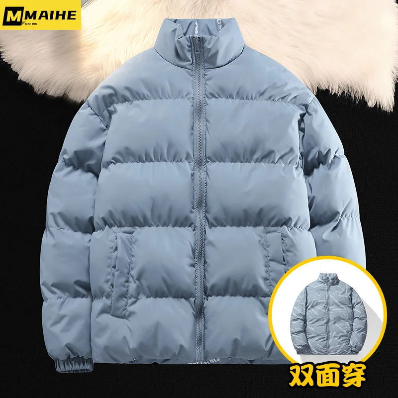 Preppy Winter Jacket Men Reversible Parkas Thicken Warm Coat Mens Streetwear Jackets Parka Women Fashion Outwear Coats Oversize