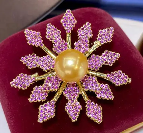 

High-grade flower brooch Natural freshwater pearl brooch 13-14 large grain Edison pearl jewelry wholesale