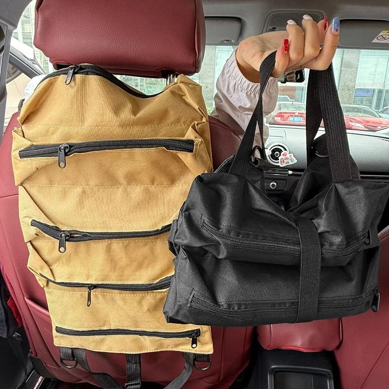 Portable Oxford Cloth Storage Bag Toolkit Car Automotive Motorcycle Canvas Wrench Tool Organizer Bucket Hanging Zipper Camping 6