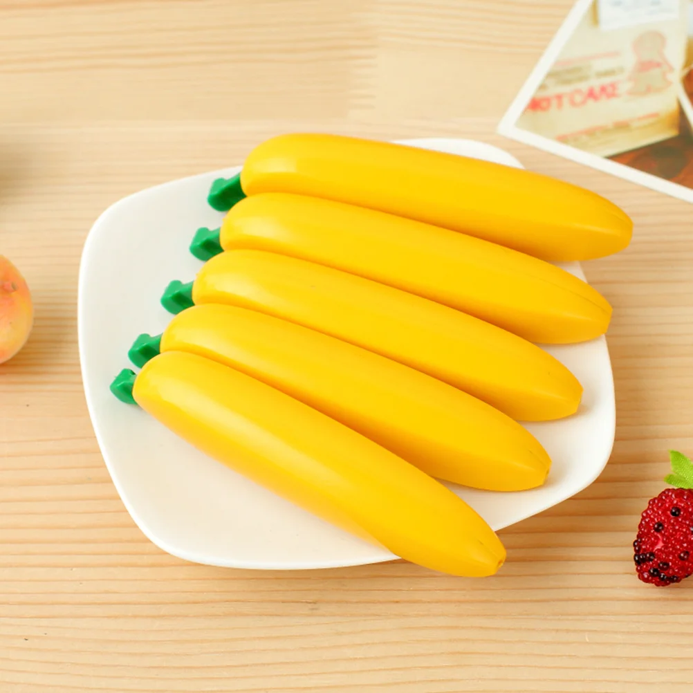 5Pcs Banana Ballpoint Pens Creative Cartoon Style Smooth Writing Non-Slip Comfortable Hand Feeling for Home School Office