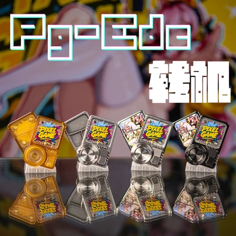 PGEDC 다중 플레이 가능성 피젯 스피너 기계식 푸시 카드 래칫 슬라이더 금속 버튼 스트레스 해소 손가락 자이로 DIY 장난감