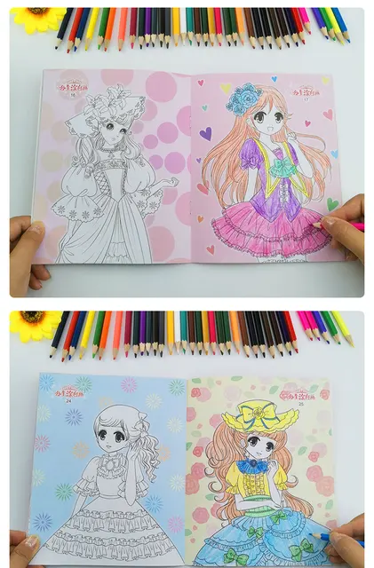 6 Books 192 Pages Perfect Princess Coloring Book for Girl Gift Children  Graffiti Coloring Picture Painting Book 17x24cm Libros - AliExpress