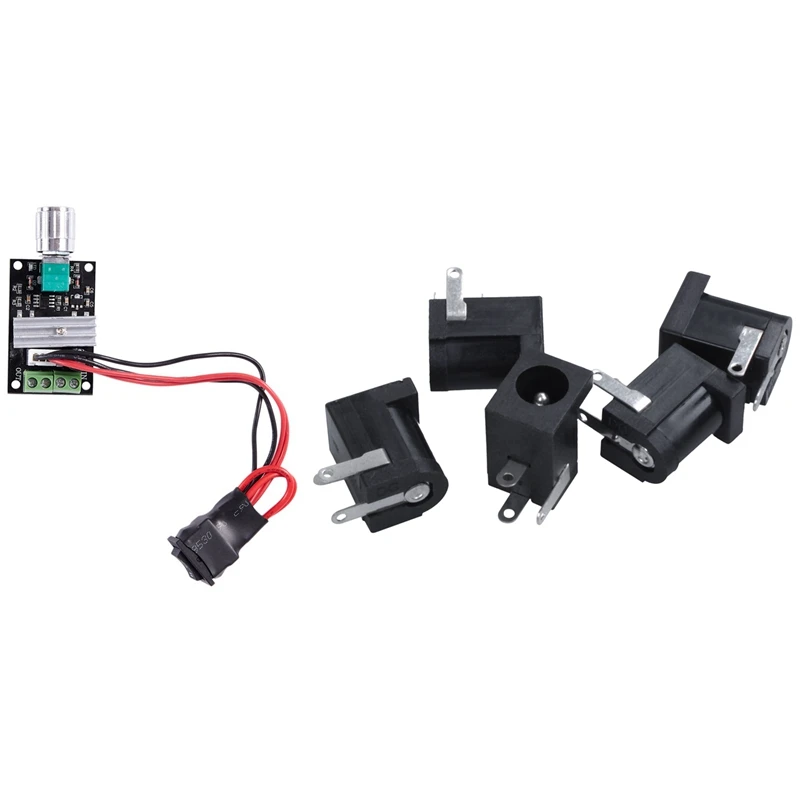 5 Pieces DC Power Jack Socket Female Panel Mount Connector with 6V 12V 24V 3A PWM Controller forward Reverse Control Promotion |