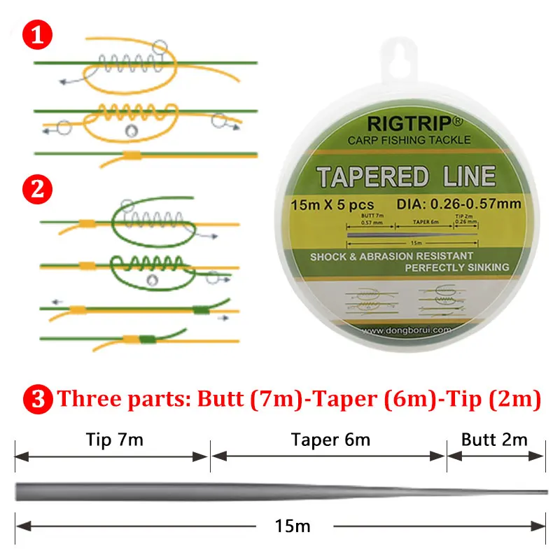 15m*5pcs Feeder Carp Fishing Tapered Shock Leaders Monofilament Nylon Fishing Line Casting Distance Leader For Fish Accessories 5