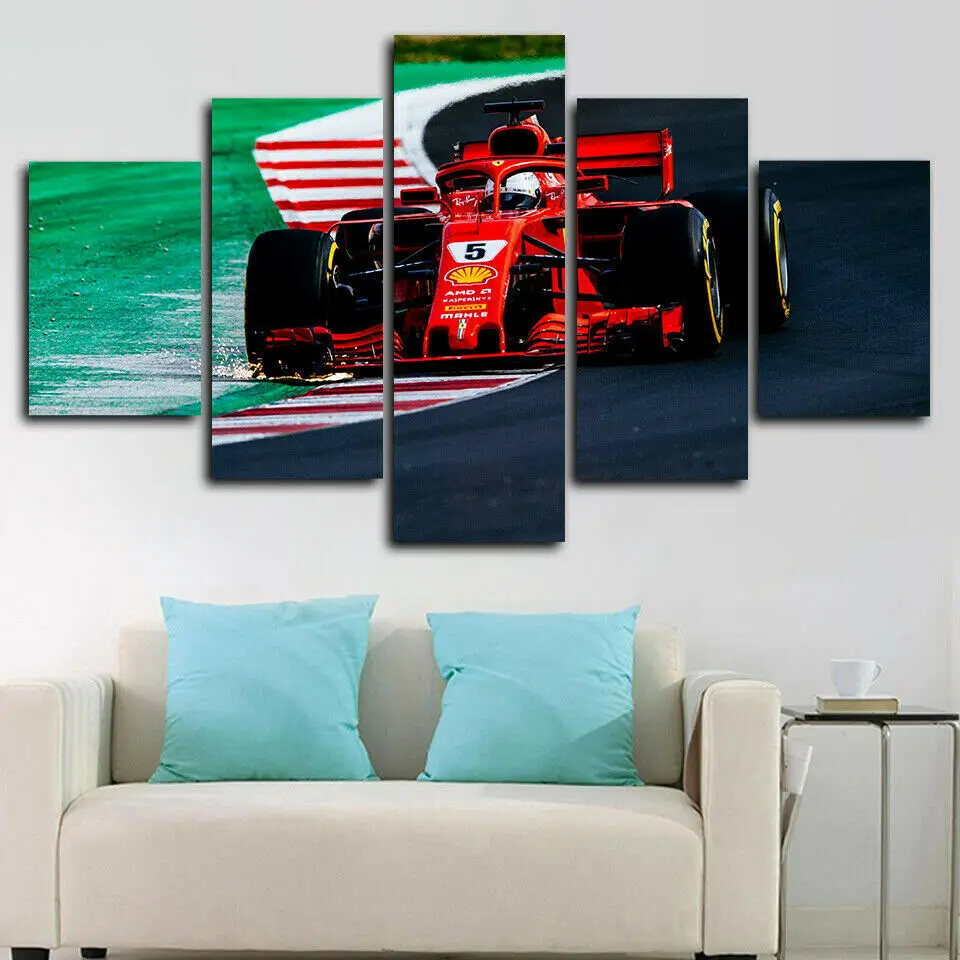 

Unframed 5Pcs F1 Formula One Car Canvas Posters Wall Art Decorative Print Pictures Paintings for Living Room Bedroom Home Decor