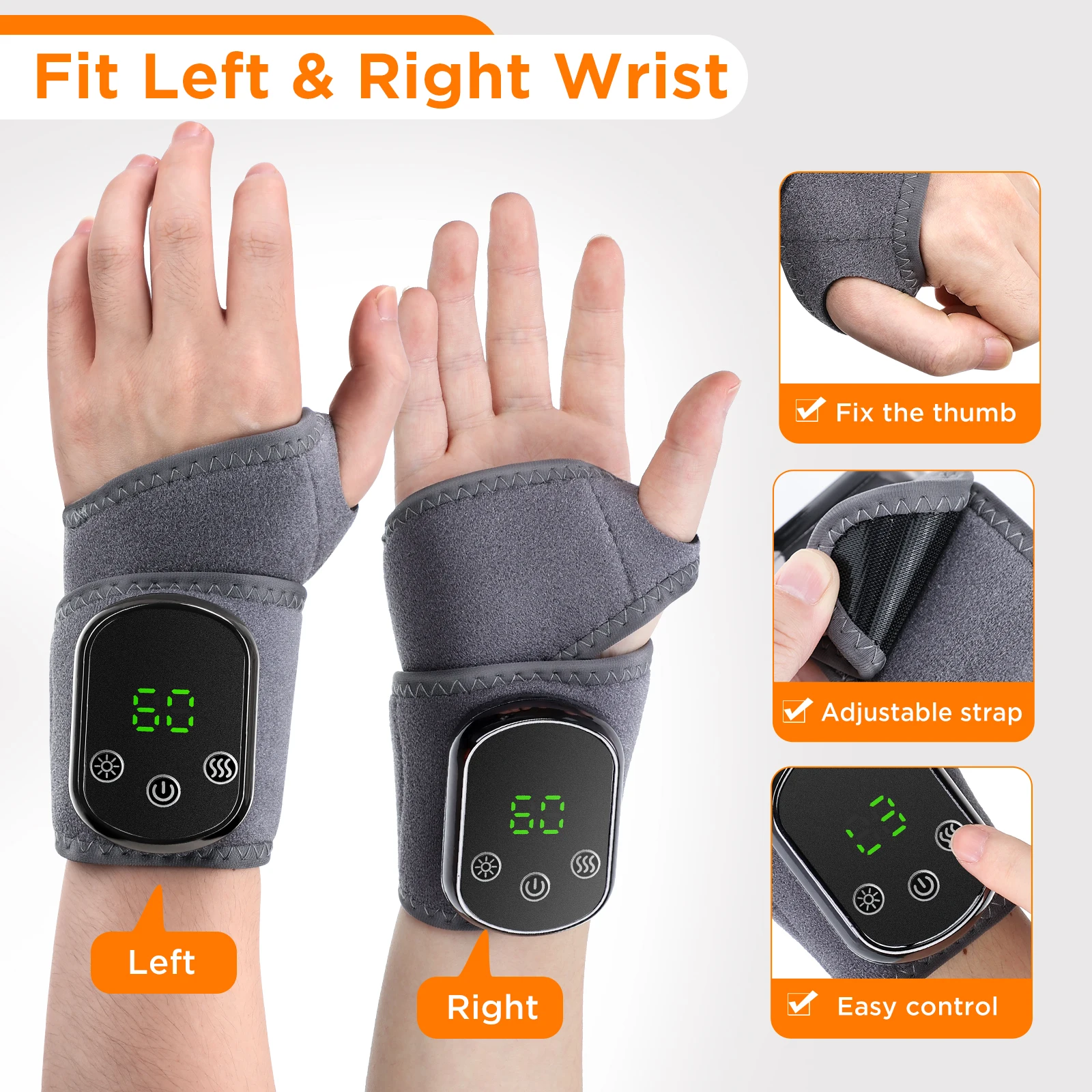 Electric Wrist /Ankle Brace Adjustable Hot Compress Vibration Massage Ankle Guard Band Carpal Tunnel Hand Foot Protection Tool