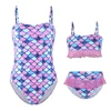 2024 Rainbow Mother Daughter Matching Swimsuits Family Set Mermaid Mommy and Me Swimwear 3pcs Women Girls Bikini Dresses Clothes 5