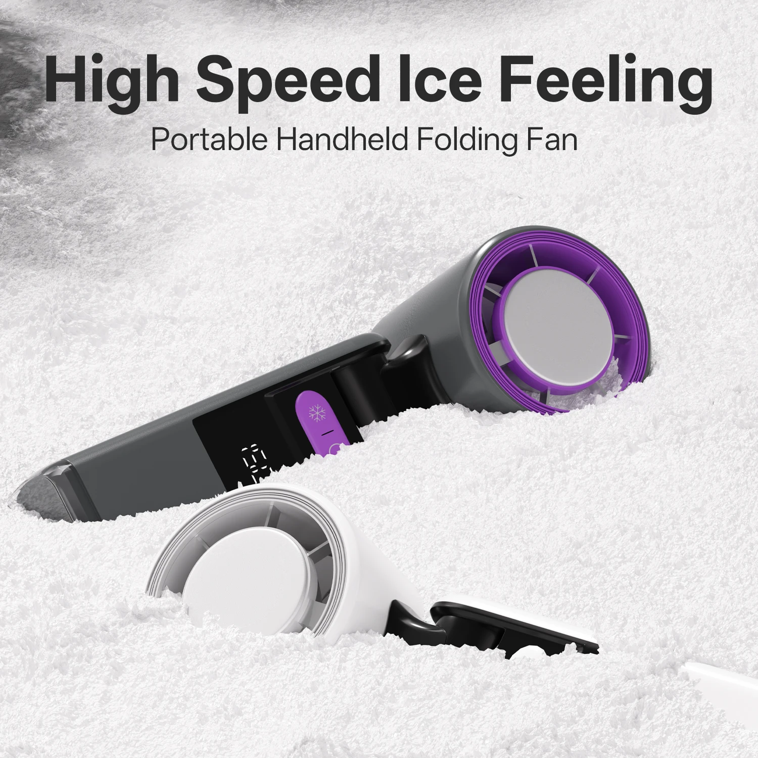Oplaadbare handventilator met LED-display – Opvouwbaar ontwerp, 3 instelbare snelheden, draagbare mini-ventilator voor_voghion.com