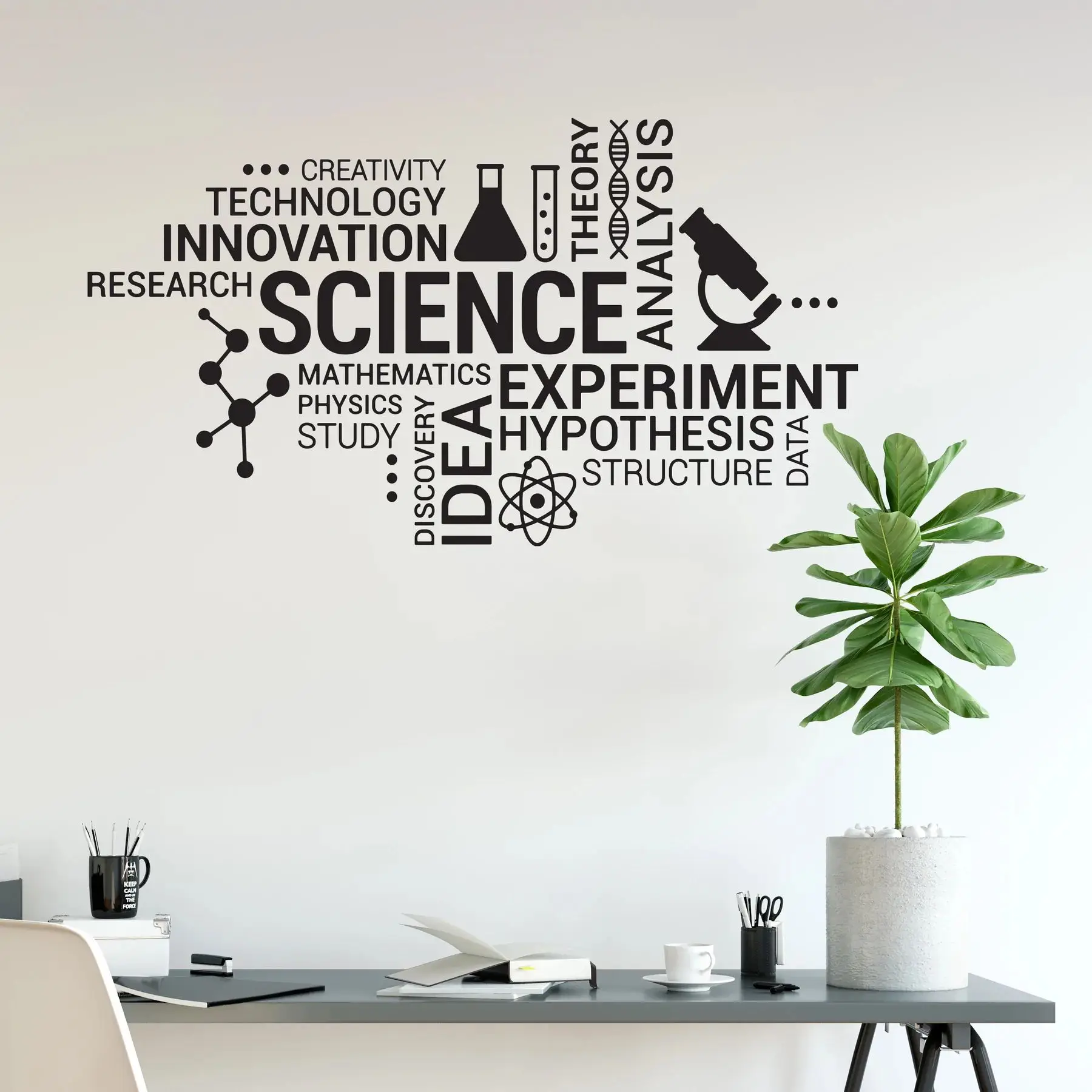 Vinyl educational wall stickers Scientific decals School classroom laboratory Scientists text stickers Home Art decor  kx04