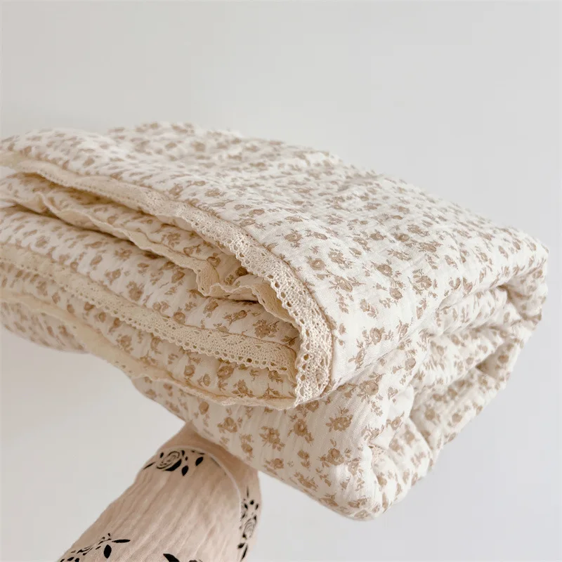 Baby Camellia Rose Print Muslin Trends Blanket Quilt