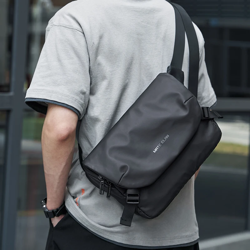 MATE ELAN Minimalism Waterproof Men Crossbody laptop Messenger Bags Simple Casual Male Nylon Travel Shoulder Bag School Bookbag 1