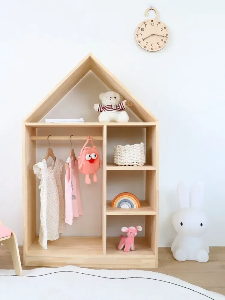Armoire de rangement pour enfants, meuble Simple en bois massif, étagère suspendue, placard pour bébé, armoire à vêtements, casier de rangement 1