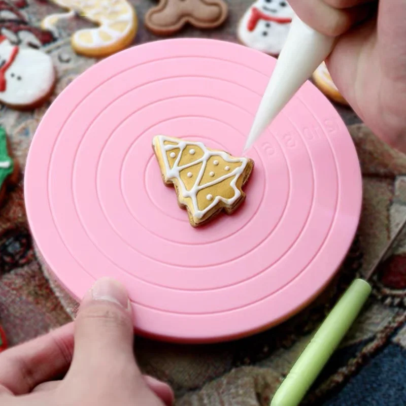 14cm Mini DIY Cake Decorating Rotating Turntable Display Stand Icing Baking Cookies Cafe Bra Pink Kitchen Tools New