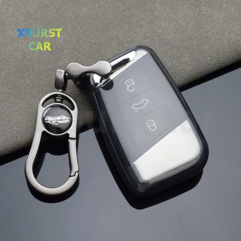 Transparent TPU Car Key Case Cover with Keychain Accessories