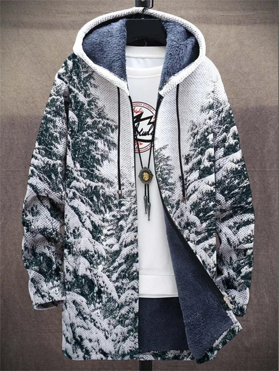 Ski warm sports men's coat zipper shirt winter street casual coat 2024 new warm fashion retro graffiti outdoor fashion