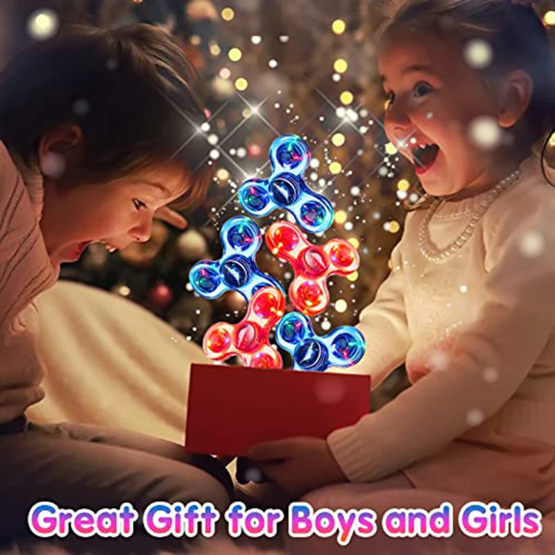 Crystal Luminous Fidget Spinner LED Light up Sensory Fidget Toys for Kids Adults ADHD Stress Anxiety Relief Toys Party Supplies