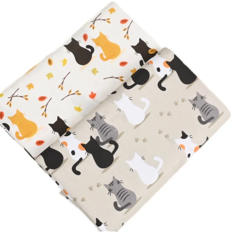 

Half Yard Plain 100% Cotton Fabric With Cute Little Cat Print Handmade DIY Garment Dress Sewing Tissue CR-1453