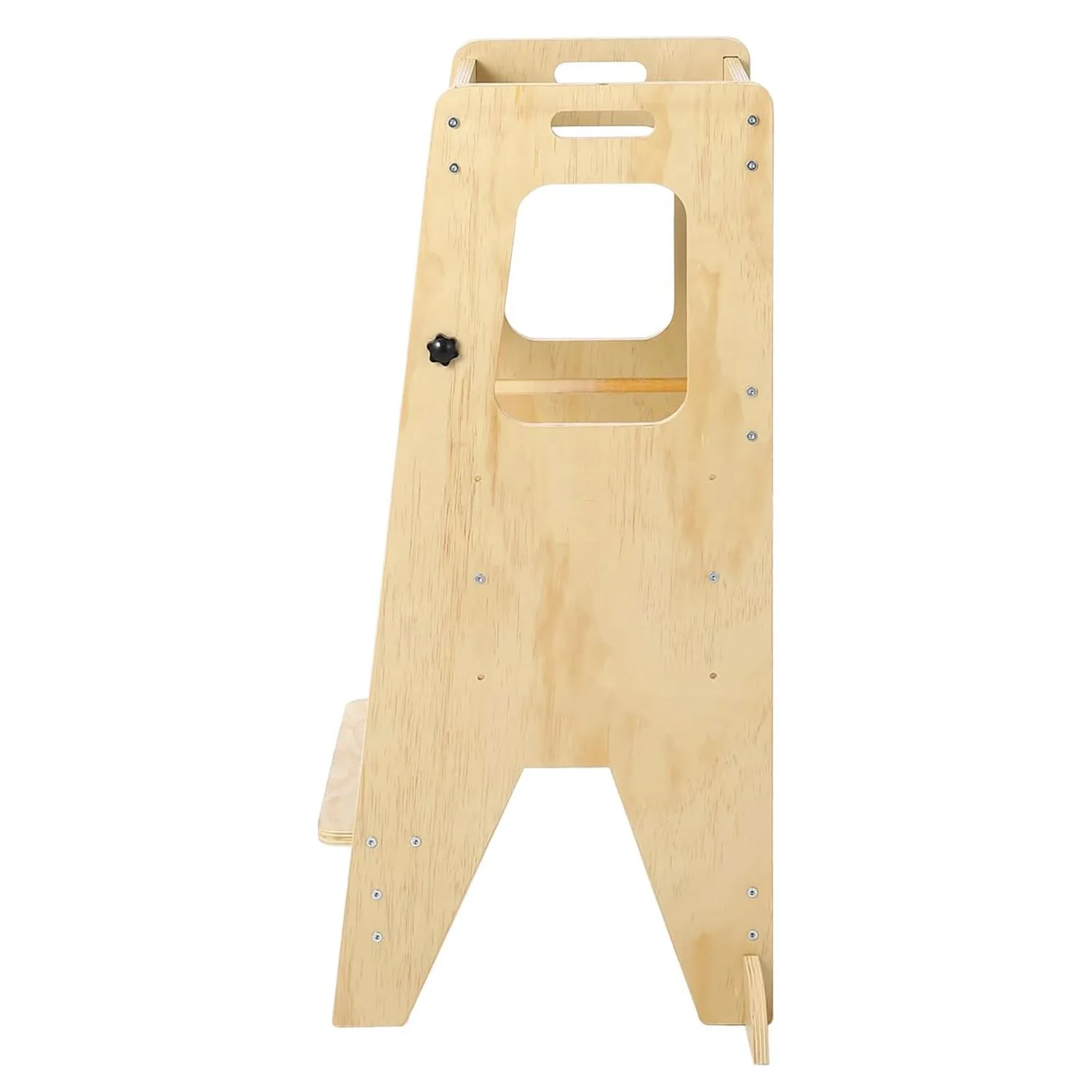 Holz-Küchenhocker für Kinder mit Verstellbarer Höhe, Sicherheitsgeländer und Tafel - Lernhocker für Kleinkinder – Detail 2