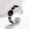 Bague Vintage en acier inoxydable pour femmes, anneau d'ouverture d'huile goutte à goutte blanche, Simple, couleur or, géométrique réglable, bijoux 2023