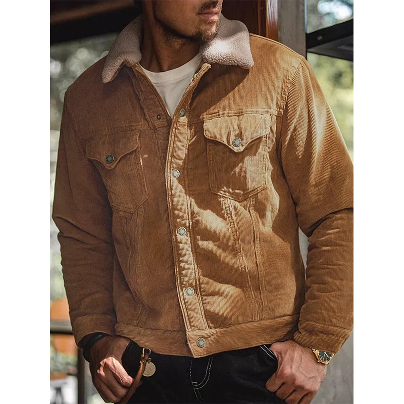 VogeLuxe | Men’s Quilted Barn Jacket with Corduroy Collar main image 0