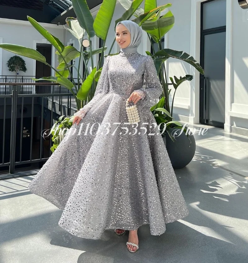Wedding Dress Grey Dress Hijab Lehenga Islamic Bridal Dresses With