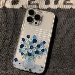 Elegant Blue Bouquet Dustproof Non - Slip Protective Case Cover with Bumper - iPhone 12 Pro (CS1075)