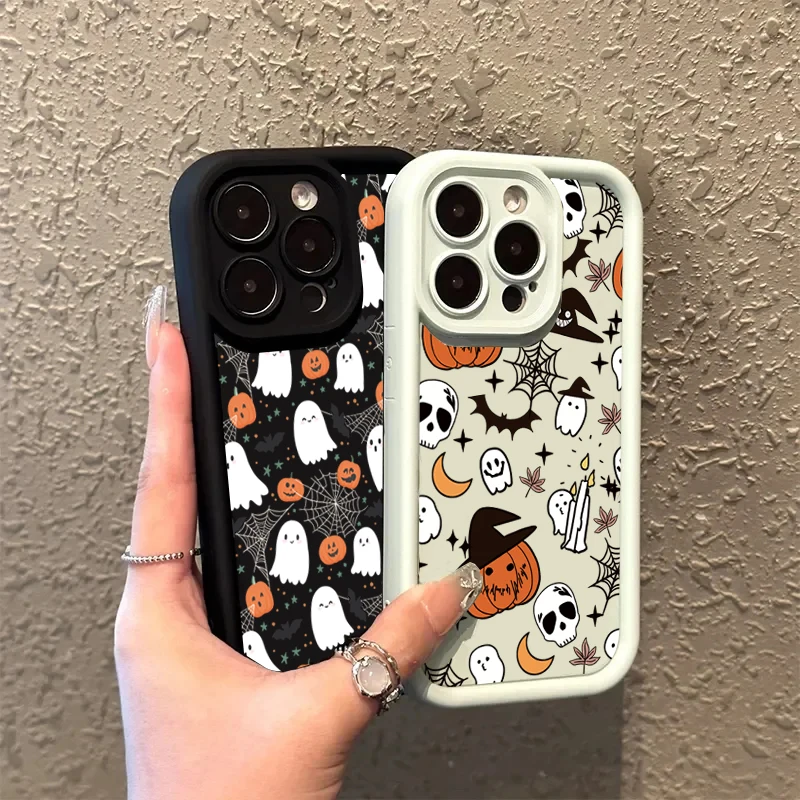 Silicone Halloween Pumpkin Ghost Phone Case - Soft Cover